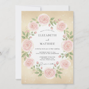 Invitation Mariage Rose Champagne Rosé