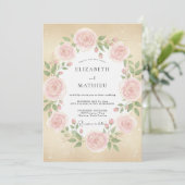 Invitation Mariage Rose Champagne Rosé (Debout devant)