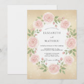 Invitation Mariage Rose Champagne Rosé (Devant / Derrière)