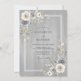 Invitation Mariage Rose Charbon Argent