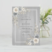 Invitation Mariage Rose Charbon Argent (Debout devant)