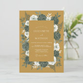 Invitation Mariage Rose Charbon Moutarde (Debout devant)