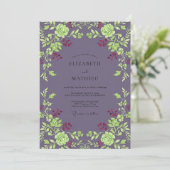 Invitation Mariage Rose Chartreuse prune (Debout devant)