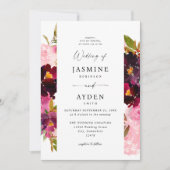 Invitation Mariage rose chaud et bleu rose et violet V3 (Devant)