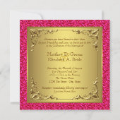 Invitation Mariage Rose Chaud et Or (Dos)