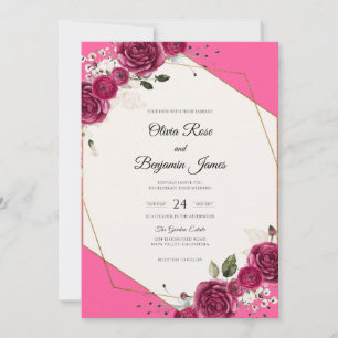 Invitation Mariage Rose Chaude Magenta