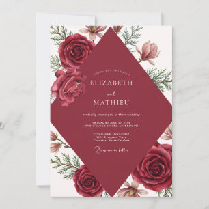 Invitation Mariage Rose Chaude Marron