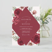 Invitation Mariage Rose Chaude Marron (Debout devant)