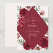 Invitation Mariage Rose Chaude Marron (Devant / Derrière)