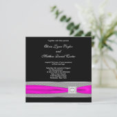 Invitation Mariage Rose Chaude Noir Fuchsia Ruban (Debout devant)