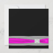 Invitation Mariage Rose Chaude Noir Fuchsia Ruban (Dos)