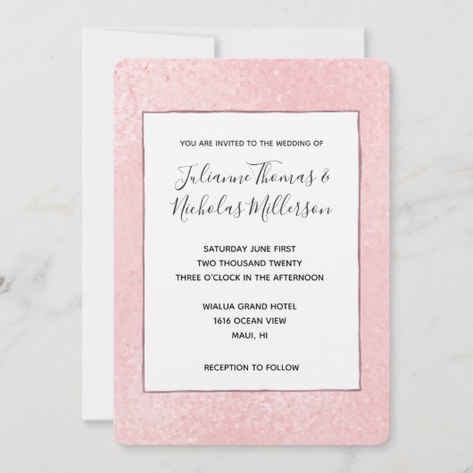 Invitation Mariage rose chic et brillant invite (Devant)