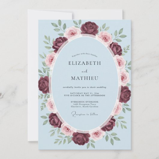 Invitation Mariage Rose Ciel de Bourgogne (Devant)