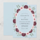 Invitation Mariage Rose Ciel de Bourgogne (Devant / Derrière)