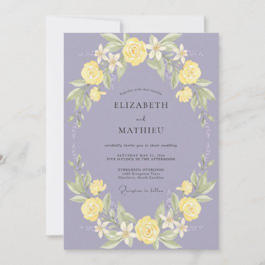 Invitation Mariage Rose Citron Pervenche (Devant)
