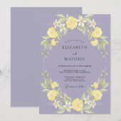 Invitation Mariage Rose Citron Pervenche (Devant / Derrière)