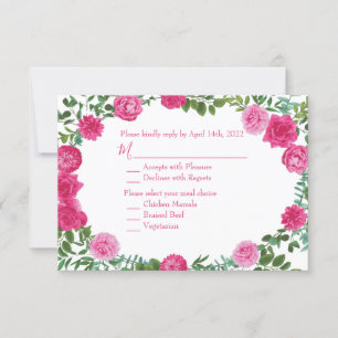 Invitation Mariage rose clair Roses Floral moderne