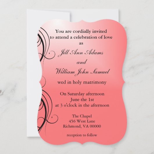 Invitation Mariage rose classique (Devant)