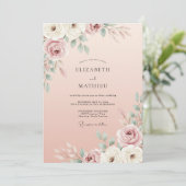 Invitation Mariage Rose Classique Rosé (Debout devant)