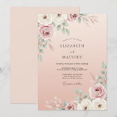 Invitation Mariage Rose Classique Rosé (Devant / Derrière)