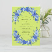 Invitation Mariage Rose Cobalt Chartreuse (Debout devant)