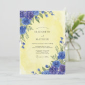 Invitation Mariage Rose Cobalt Jaune (Debout devant)