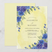 Invitation Mariage Rose Cobalt Jaune (Devant / Derrière)
