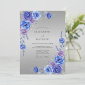 Invitation Mariage Rose Cobalt Pervenche (Debout devant)