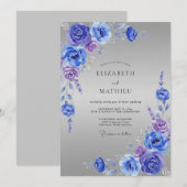 Invitation Mariage Rose Cobalt Pervenche (Devant / Derrière)