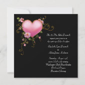 Invitation Mariage Rose Cœur Rose Noir Gothique Mariage (Dos)
