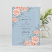 Invitation Mariage Rose Corail Acier (Debout devant)
