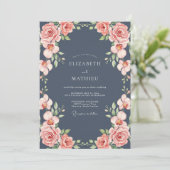 Invitation Mariage Rose Corail Ardoise (Debout devant)