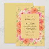 Invitation Mariage Rose Corail Doré (Devant / Derrière)