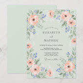 Invitation Mariage Rose Corail Mousse de Mer (Devant / Derrière)