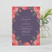Invitation Mariage Rose Corail Prune (Debout devant)