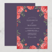 Invitation Mariage Rose Corail Prune (Devant / Derrière)