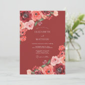 Invitation Mariage Rose Corail Rouille (Debout devant)
