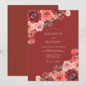 Invitation Mariage Rose Corail Rouille (Devant / Derrière)