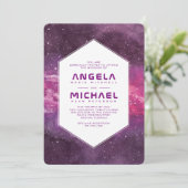 Invitation Mariage rose cosmique Stardust (Debout devant)