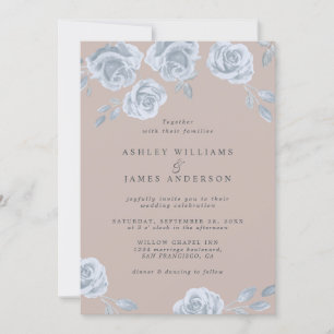 Invitation Mariage Rose couleur bleu et rose pâle