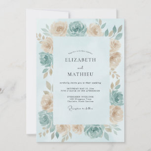 Invitation Mariage Rose Crème Aqua