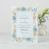 Invitation Mariage Rose Crème Aqua (Debout devant)