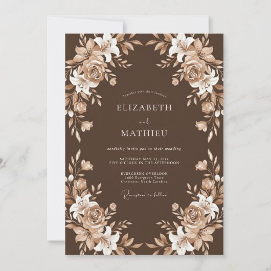 Invitation Mariage Rose Crème au Chocolat (Devant)