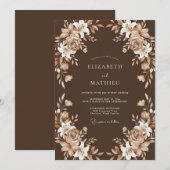 Invitation Mariage Rose Crème au Chocolat (Devant / Derrière)