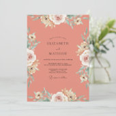 Invitation Mariage Rose Crème Corail (Debout devant)