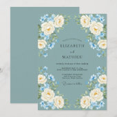 Invitation Mariage Rose Crème d'Ardoise (Devant / Derrière)