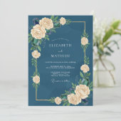 Invitation Mariage Rose Crème de Mer Profonde (Debout devant)