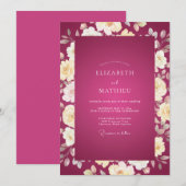 Invitation Mariage Rose Crème Magenta (Devant / Derrière)