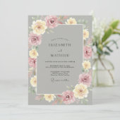Invitation Mariage Rose Crème Mauve (Debout devant)