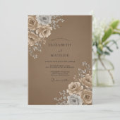 Invitation Mariage Rose Crème Moka (Debout devant)